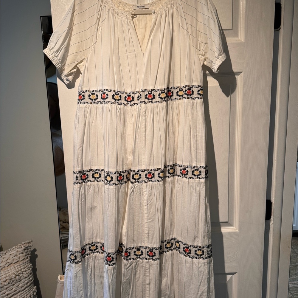 Madewell Embroidered White Maxi Dress
